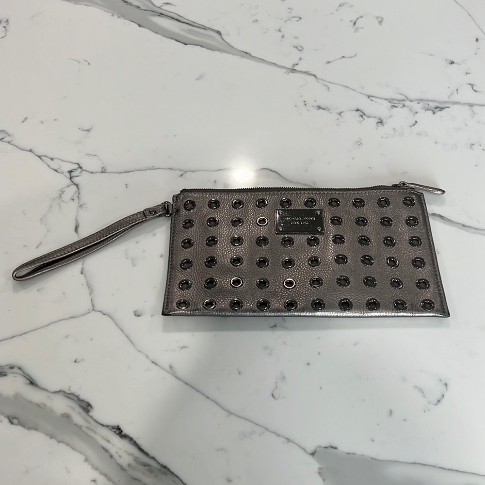 Michael Kors silver studded clutch
